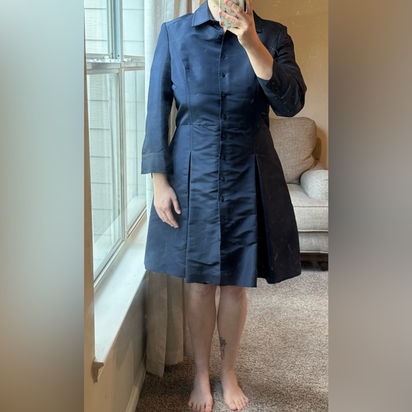 NWT Carolina Herrera Navy Button Down Dress - Picture 7 of 10
